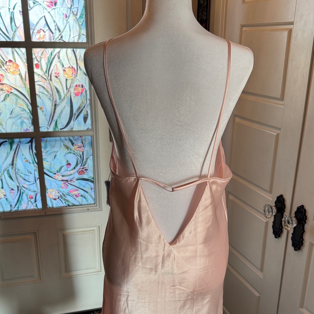 Chic Blush Lace-Accent Slip Dress - Picture 3 of 6